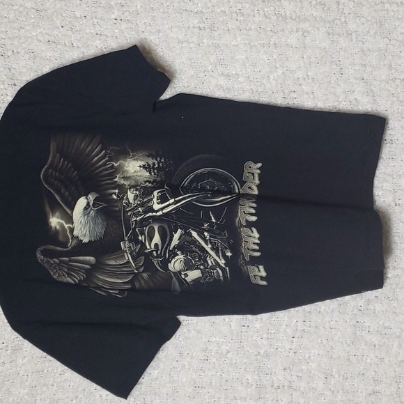 Men's feel the thunder eagle motorcycle black vintage short sleeve tee xl - Picture 7 of 9